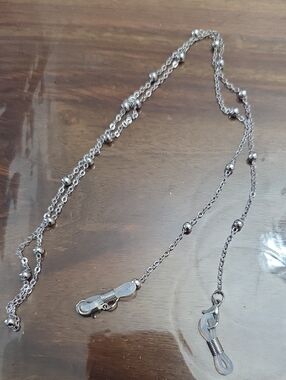 Silver-Tone Beaded Eyeglass Chain - NEW